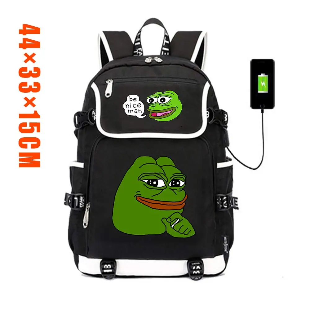 Suncomics забавная лягушка Pepe Broche Повседневный холщовый рюкзак Внешний usb зарядный