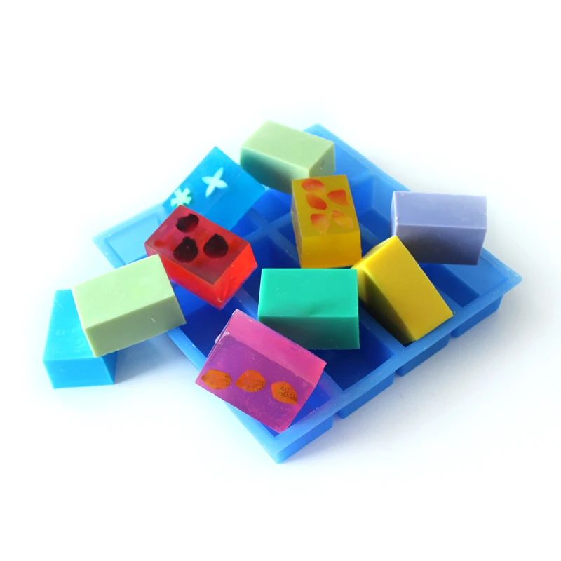 Форма для изготовления мыла 12-полости силиконовая квадратная шоколад желе