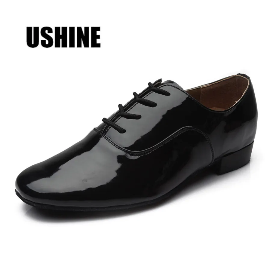 Туфли USHINE мужские из искусственной кожи черные для сальсы танго бальных танцев