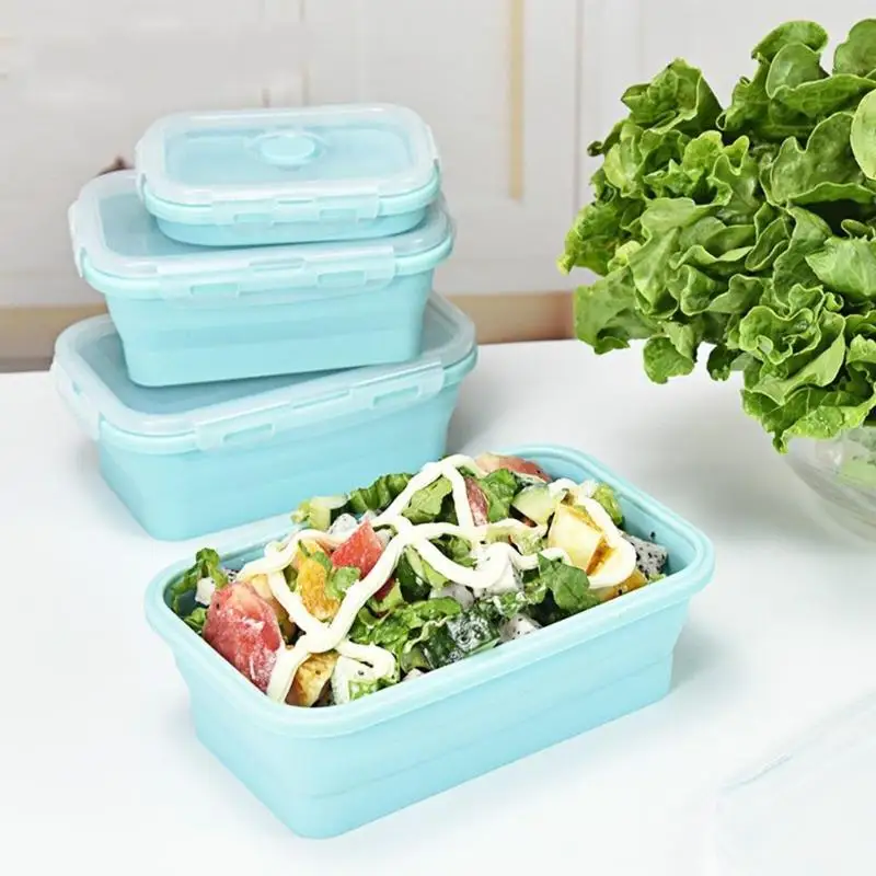 3 шт./компл. Силиконовый складной Bento коробка складной Портативный Коробки для обедов для Еда посуда контейнер для продуктов миска для детей и взрослых