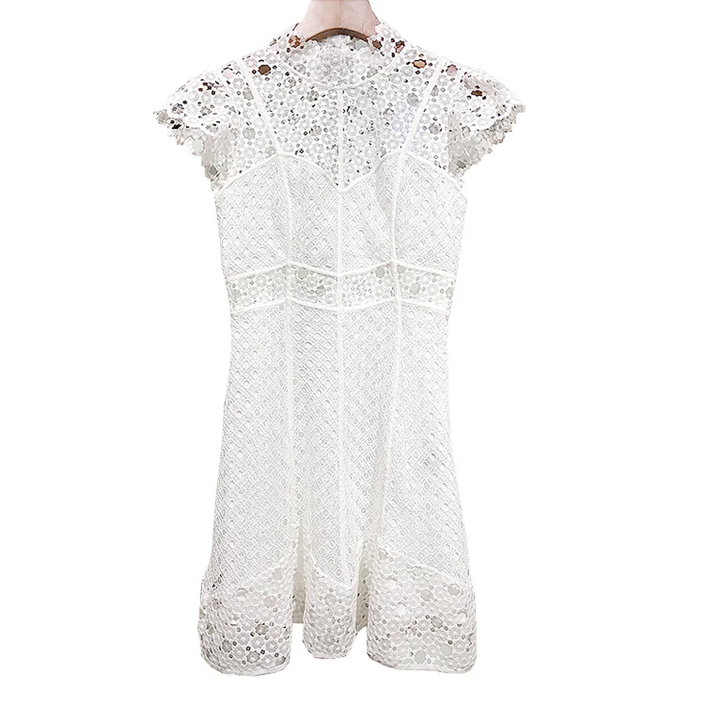 KAYIZAN 2018 New Delicate Lace Embroidered Slim Dress Women Short Sleeved Summer Flying Sleeve Sexy Elegant Holiday | Женская одежда