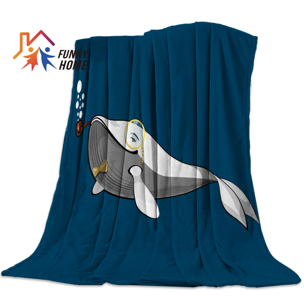 Funkyhome индивидуальные бросить Одеяло Белый Кит трубы мультфильм Флисовое одеяло c