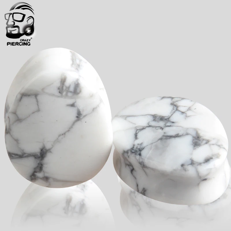 Белый Howlite капли слез из камня туннели для ушей 5 мм 25 мм|stone ear plug|plugs and tunnelsflesh tunnel |