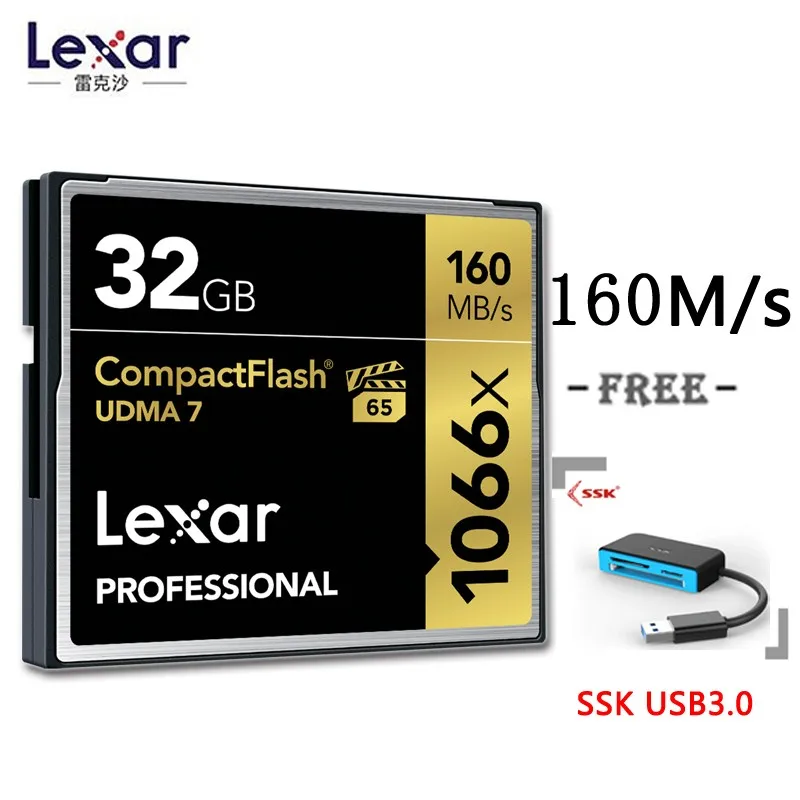 Lexar 32 ГБ 64 карта cf 160 МБ/с. CompactFlash карт памяти 1066x 128G256G высокой скорости для DSLR HD 4 K