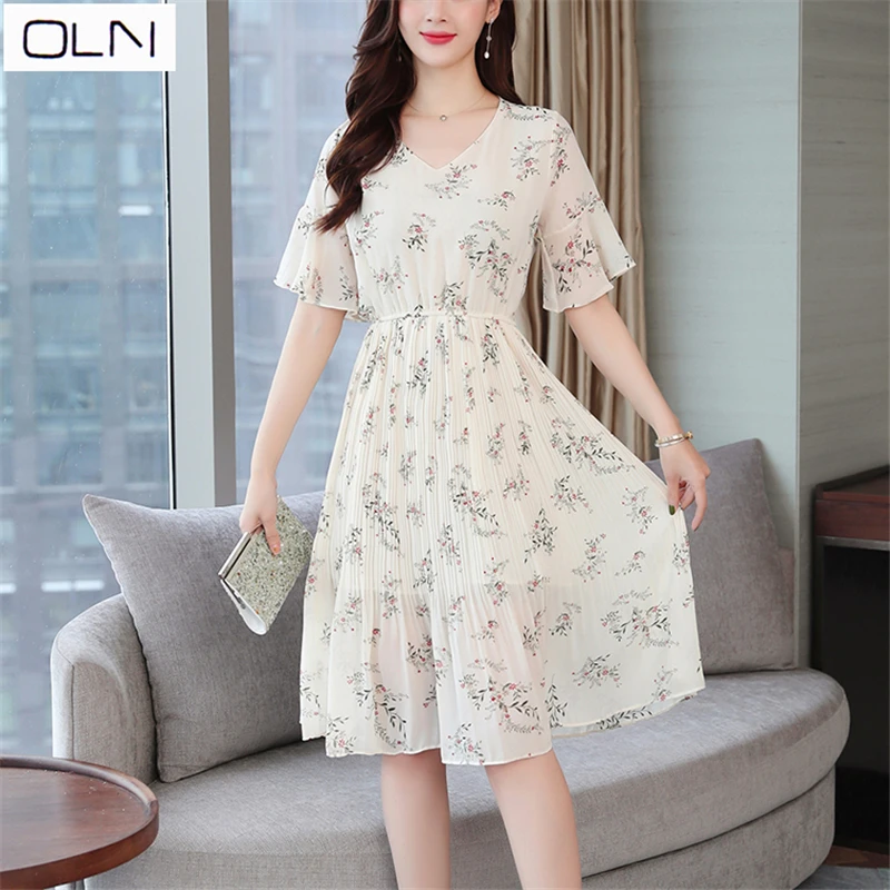 Vestidos платье oln в Корейском стиле тонкое феи с цветочным рисунком длинное