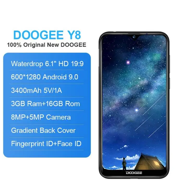 DOOGEE Y8 смартфон с четырёхъядерным процессором MTK6739 ОЗУ 3 ГБ ПЗУ 32 Android 9 0 | Мобильные