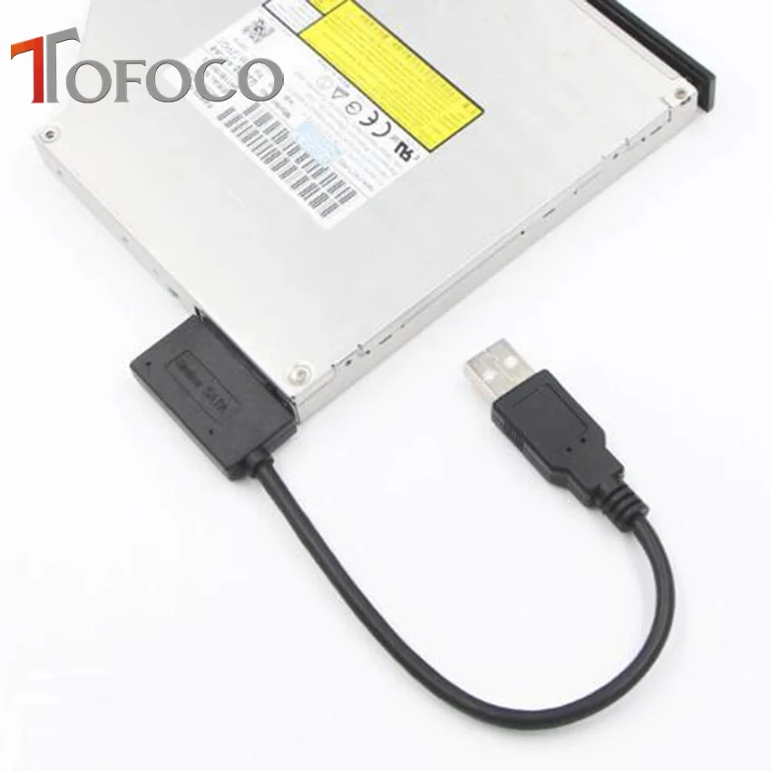 Кабель конвертер TOFOCO USB 2 0 на SATA 6 + 7P внешний адаптер оптического привода для
