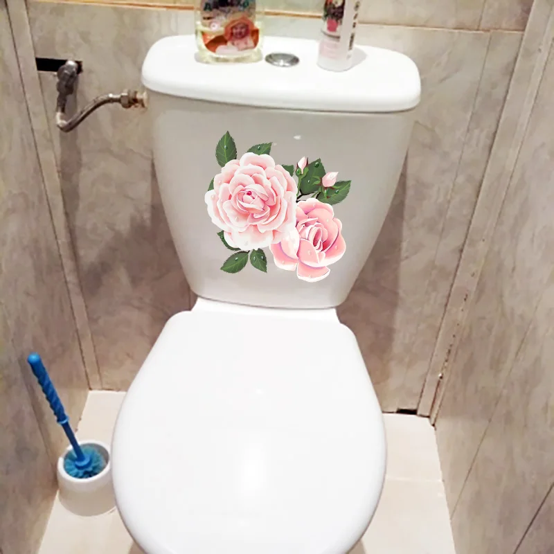 YOJA 22.1X22.4CM Two Delicate Pink Roses Home Bedroom Wall Stickers Mural Fashion Cartoon Toilet Decal T1-1940 | Дом и сад
