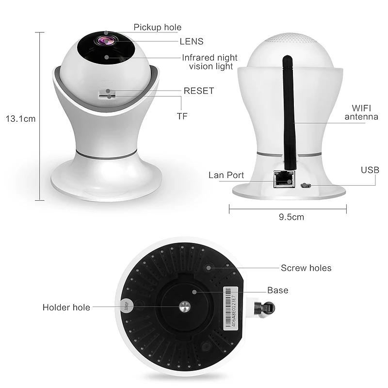 1080 P Wi Fi IP Камера Fisheye 360 градусов видеонаблюдения Камеры Скрытого 2MP Indoor Ночное