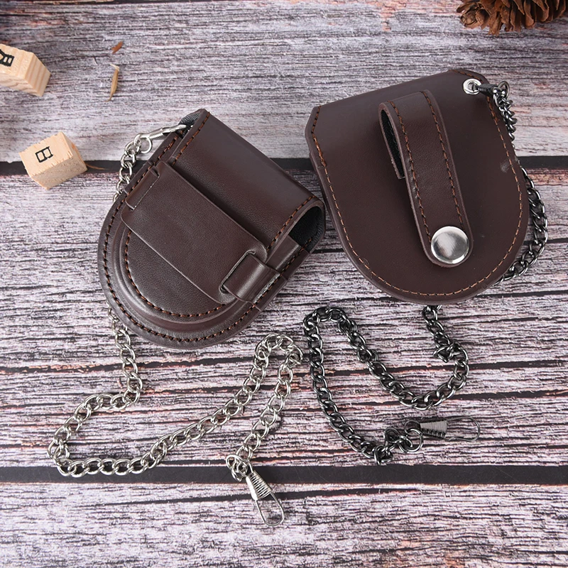 

Holder Storage Case Coin Purse Pouch Bag With Chain Vintage Classic Pu Leather Pocketed Watch Box