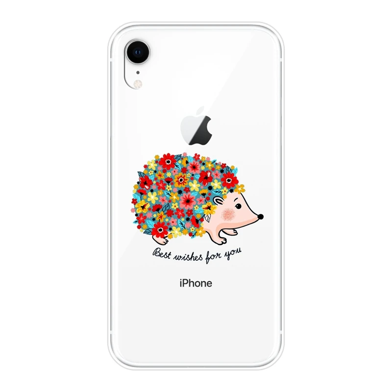 Силиконовый чехол для телефона iPhone X XR XS MAX 8 7 6 S Kawaii ежик сердце любовь милая
