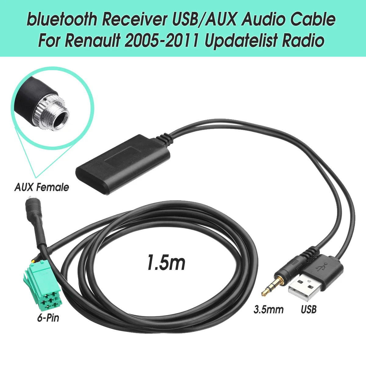 Audew беспроводной bluetooth приемник автомобильный стерео USB/AUX аудио AUX кабель адаптер для Renault 2005-2011 Updatelist радио комплект