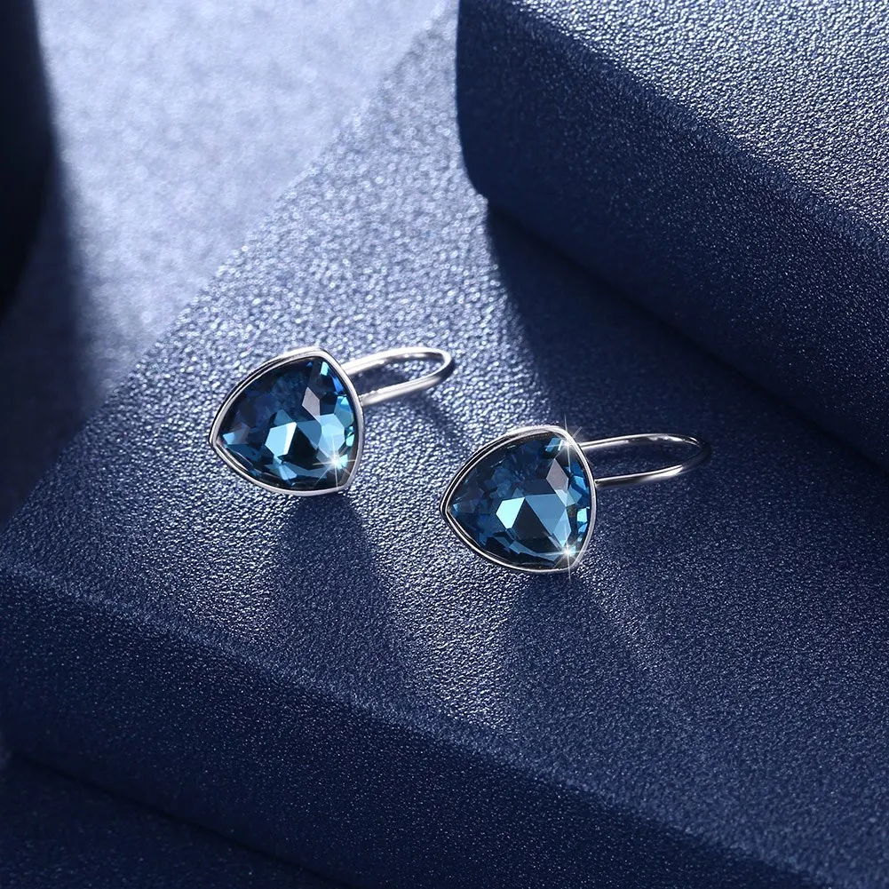 LEKANI кристаллами от Swarovski синий кристалл простой крюк серьги Мода 925 стерлингового