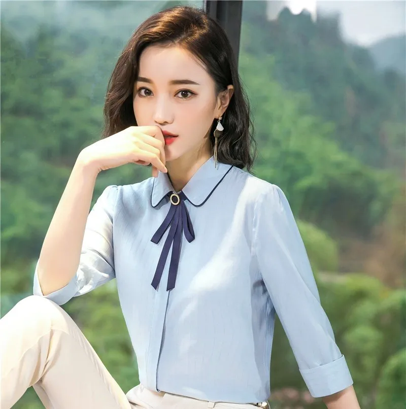 Блузка женская шифоновая с полурукавами офисная одежда для работы топ завязкой