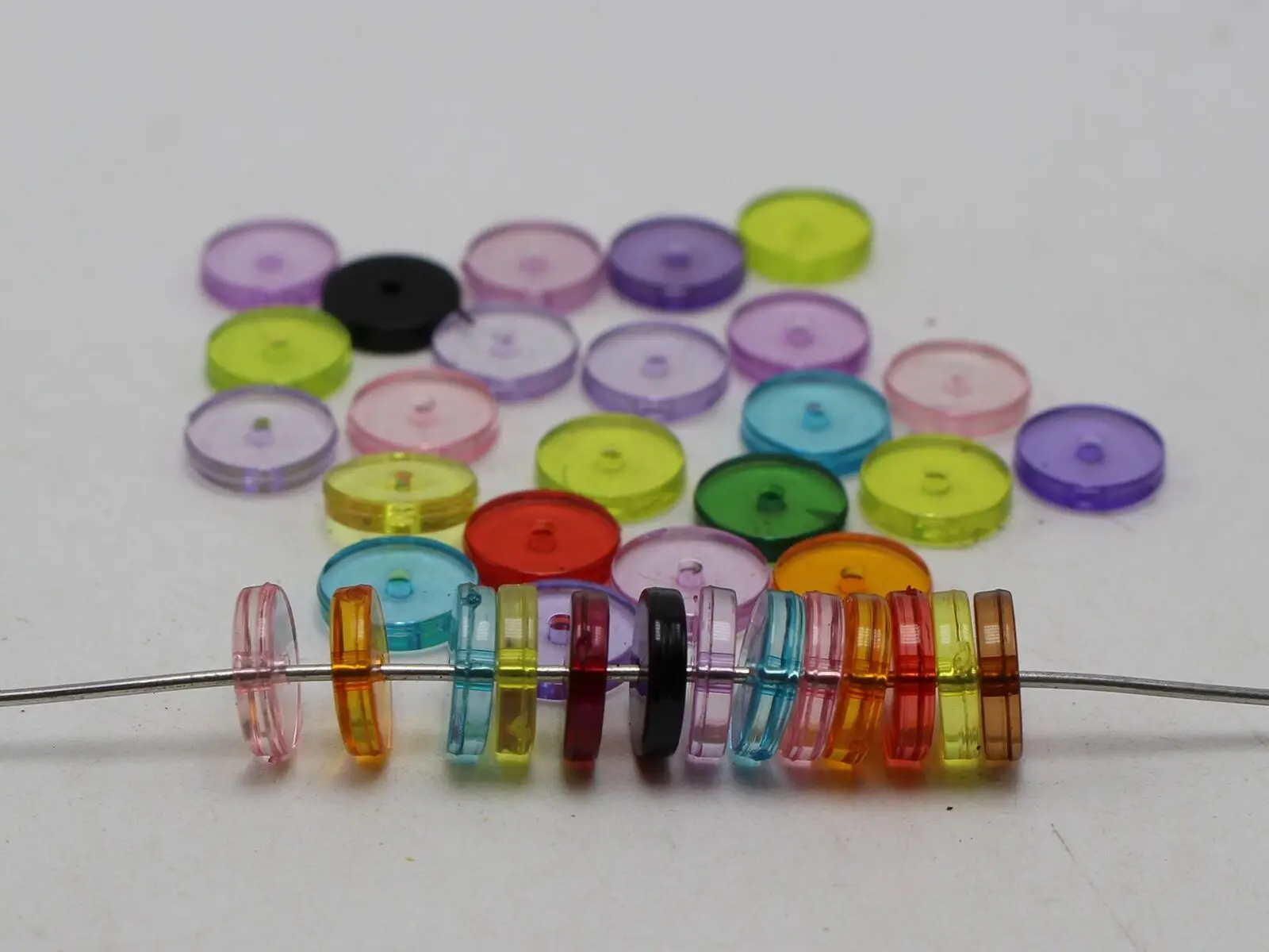 

200 Mixed Colour Transparent Acrylic Disc Heishi Beads 10mm Spacer