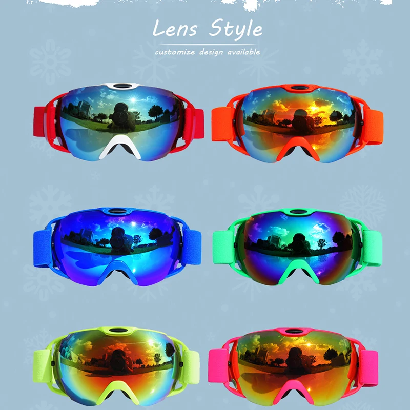 Двухслойные лыжные очки разноцветная оправа для сноубординга женщин и мужчин
