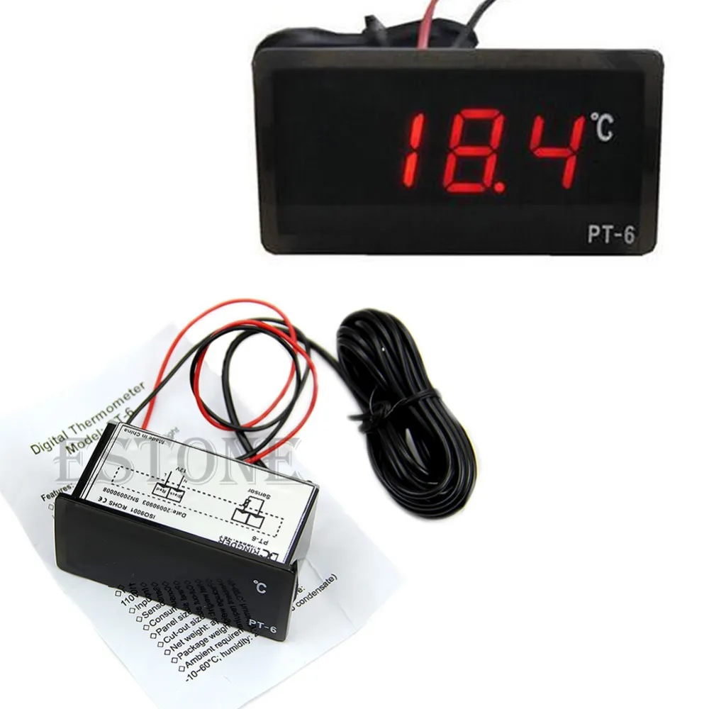 

Vehicle Digital Thermometer Car LED Temperature Meter Probe -40~110 centigrade 12V #38086#