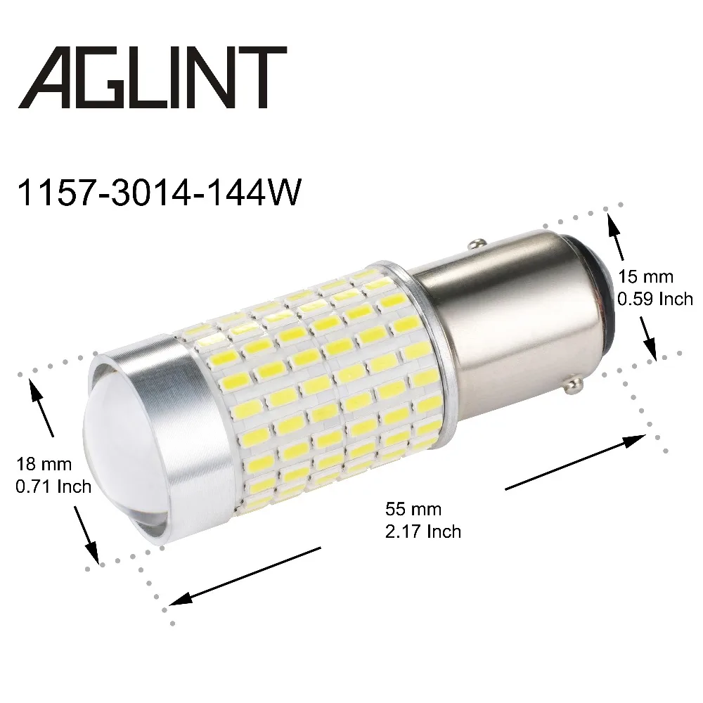 Лампочки AGLINT 1157 BA15D 2 шт. светодиодный прожектор 3014 SMD 144 чипов супер яркий