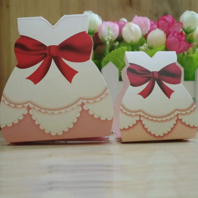 Хит! 100 шт./лот коробка для свадебных конфет креативное платье костюмов милая