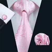 fa 436 gents necktie pink paisley 100 silk jacquard tie hanky cufflinks set business wedding party ties for men free shipping