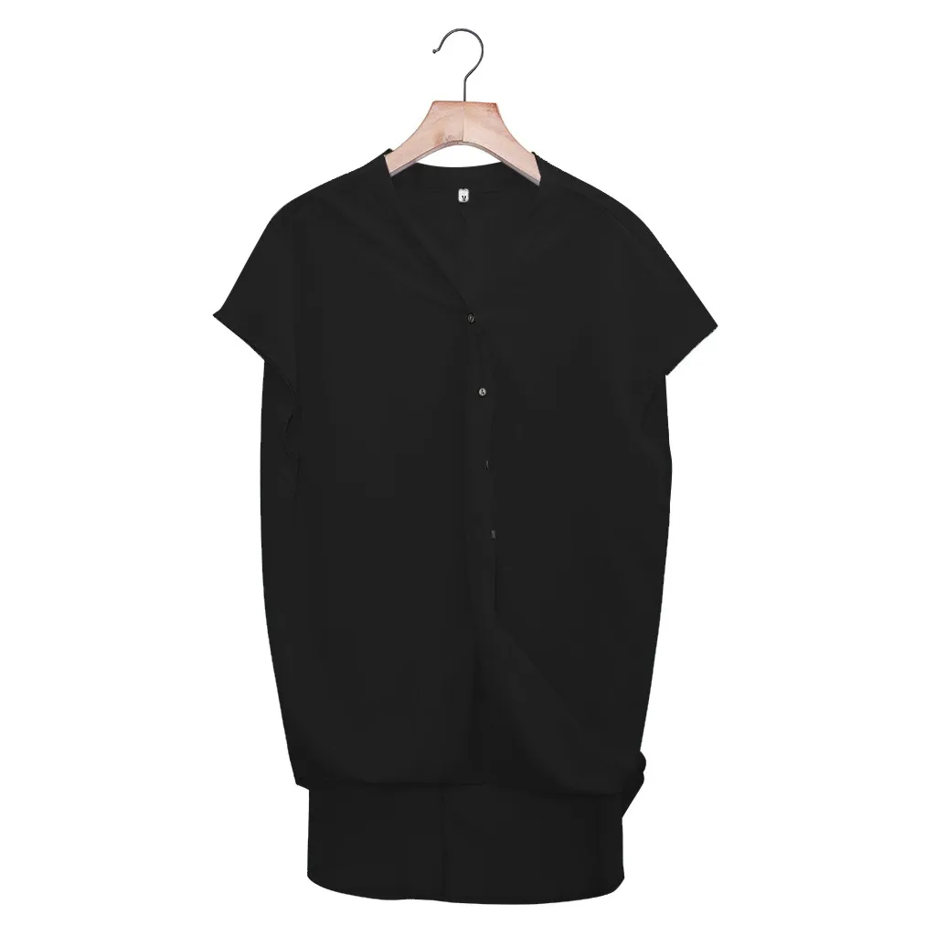 Женская однотонная блузка с коротким рукавом и v-образным вырезом Повседневная