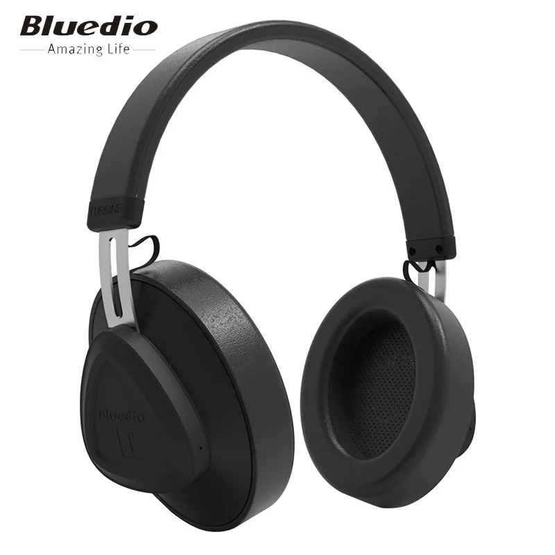 Черный Bluedio TM беспроводные bluetooth наушники с микрофоном Монитор студийная гарнитура для музыки и телефонов поддержка голосового управления - Цвет: Черный