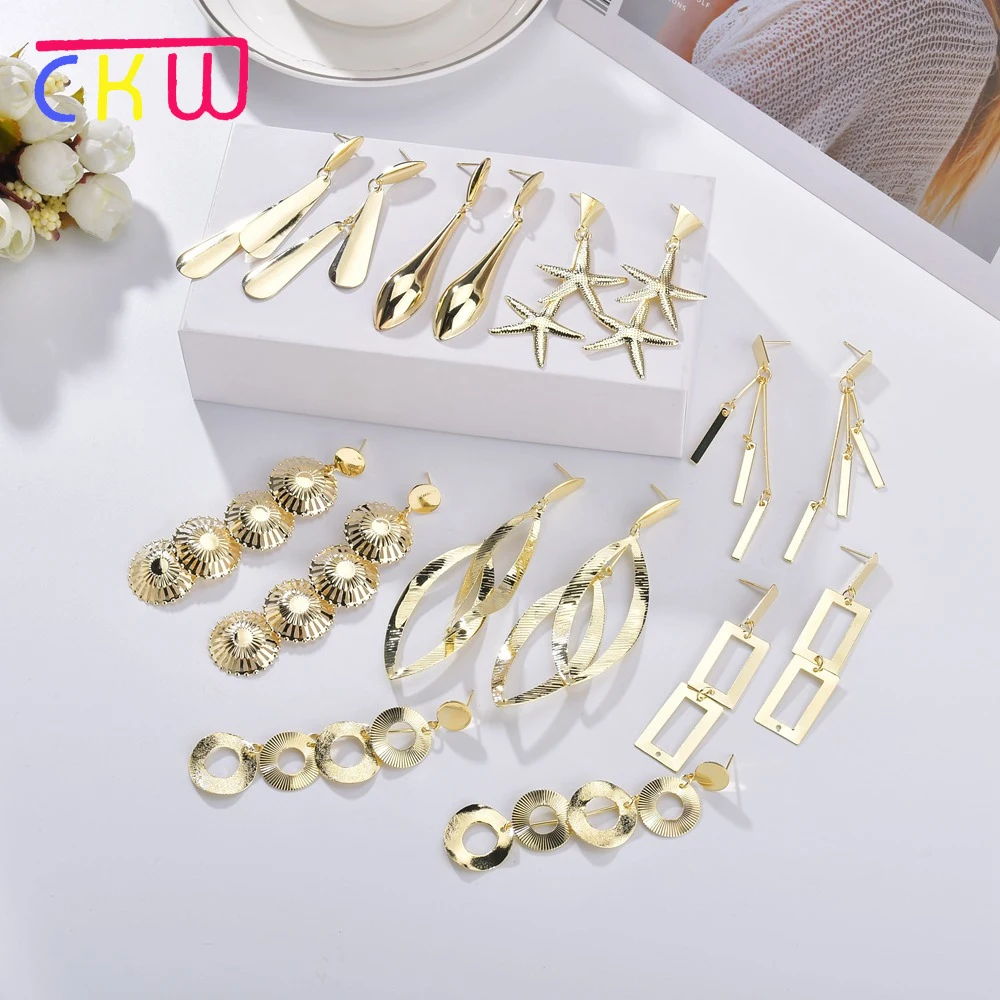 CKW 2019 Tendy металлические золотые серьги с покрытием из сплава для женщин корейские