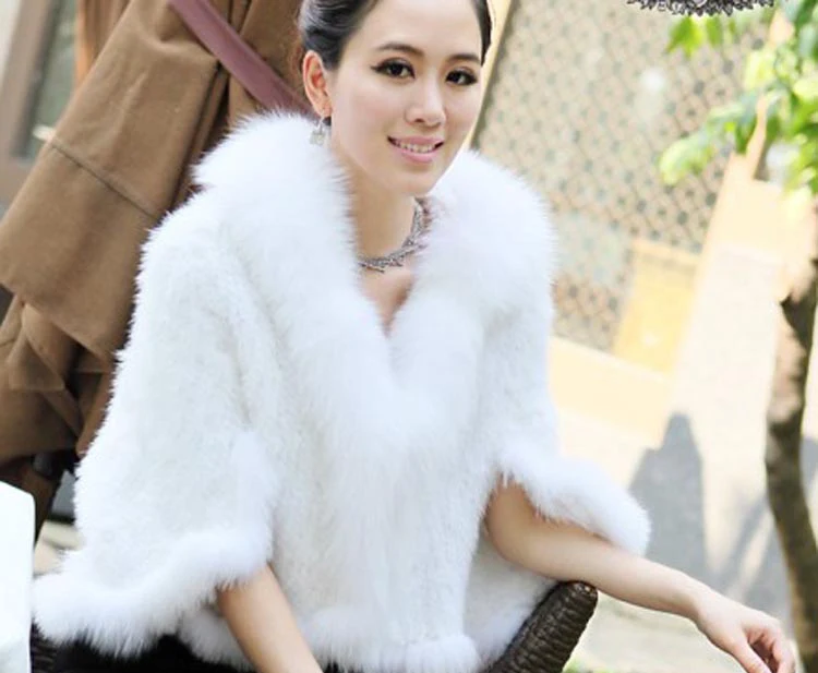 Новый Для женщин зимние натуральная вязаной норки Мех животных шаль Обёрточная