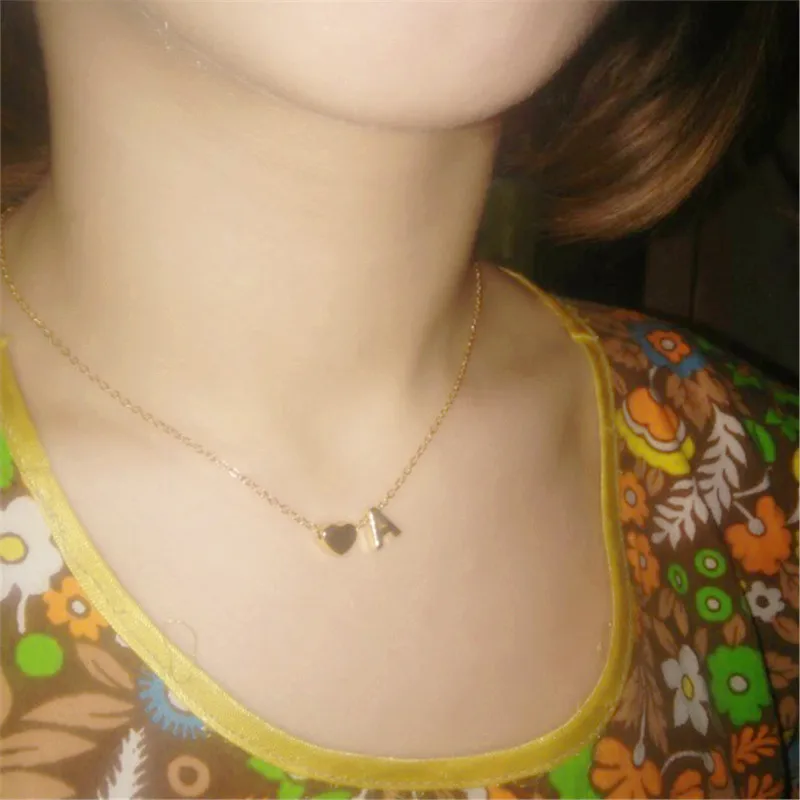 Новая мода изящное 26 букв и сердце Шарм ожерелье цепочка первоначальное Имя