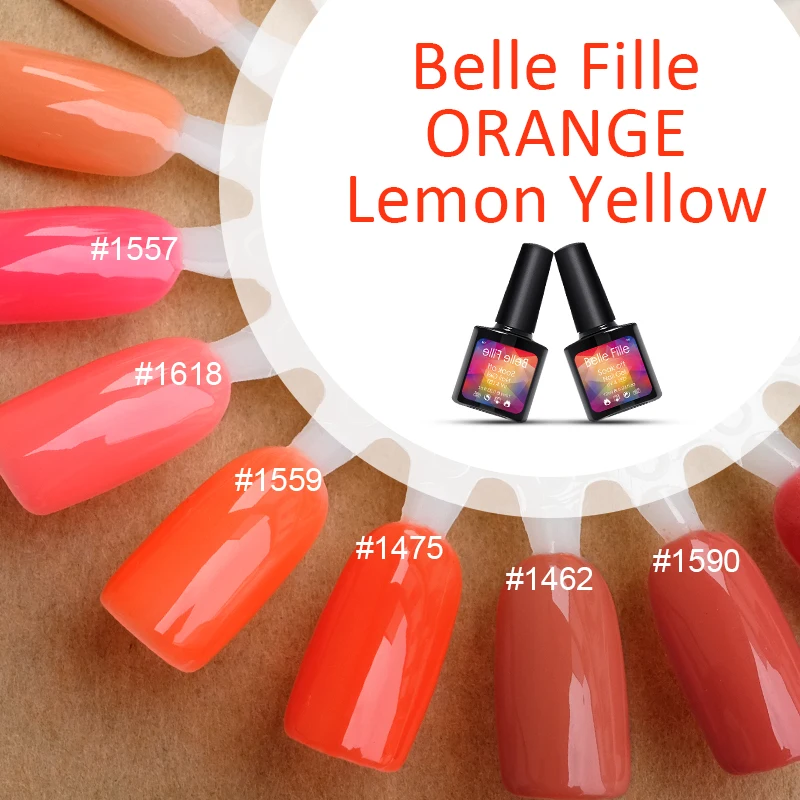Belle Fille оранжевый гель для ногтей Лимон Апельсин УФ нужна Базовая рубашка и