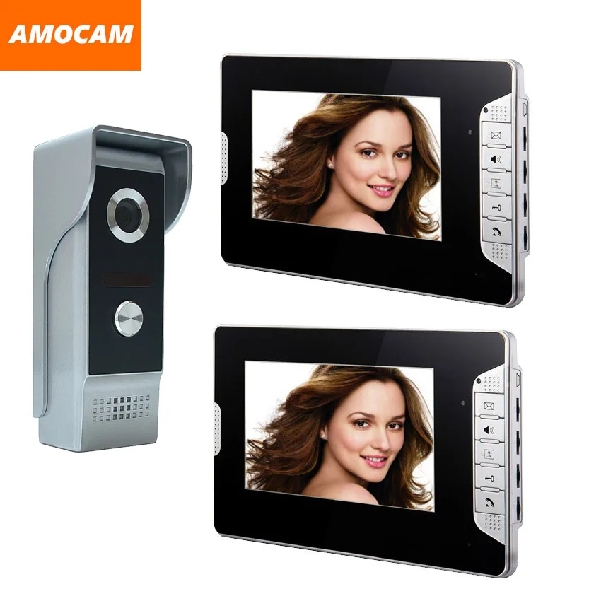 

7 inch monitor video door phone intercom system aluminum alloy night vision camera video doorbell visual intercom 2-screen