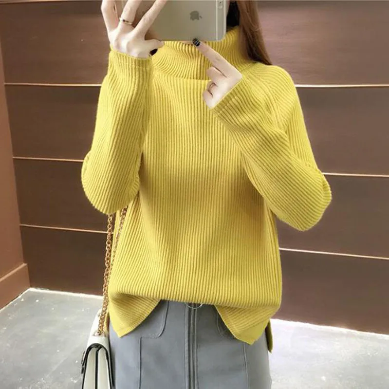 Winter Turtleneck Sweaters Women 2021 New elastic knitted sweater female Casual Warm Basic Pullovers Autumn oversized Jumpers | Женская