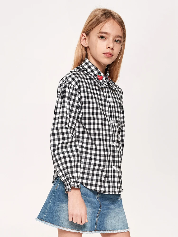 Balabala/Длинная блузка с оборками для девочек воротником и галстуком-бабочкой на