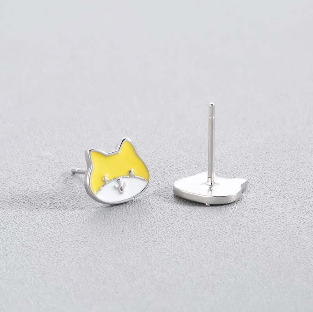 Милые Желтые серьги QIMING в виде кота для женщин девочек детей ювелирные изделия