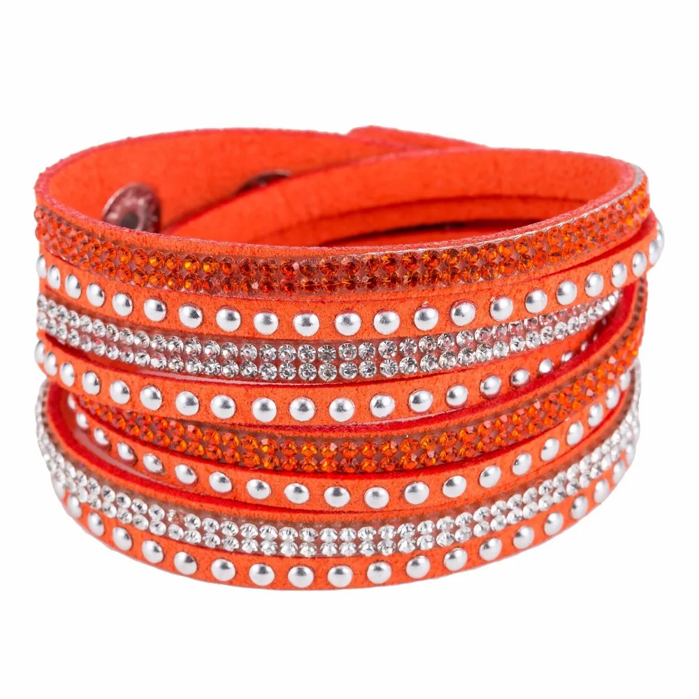 

WNGMNGL 2018 New Arrival 17 Colors Punk Style Multilayer Buckle Leather Rivet Bracelets&Bangles For Women Men Unisex multicolor