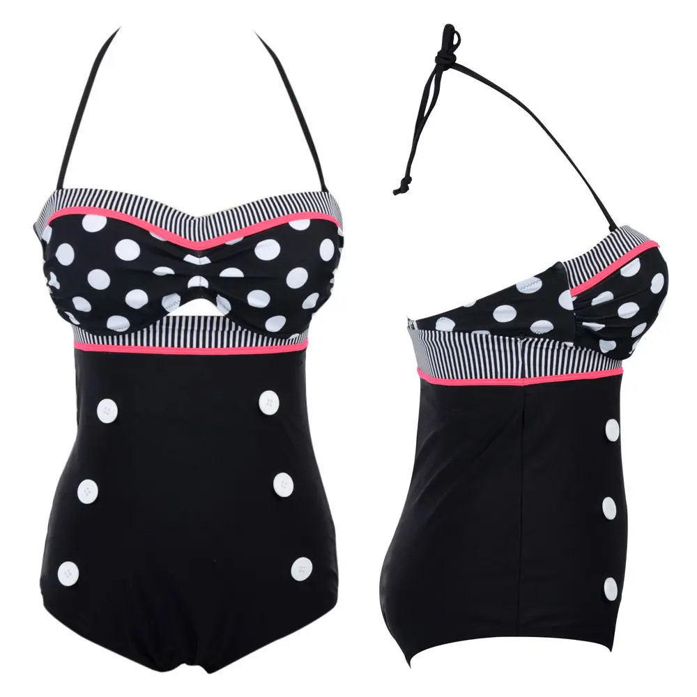 2 шт. Для женщин сексуальный купальник с эффектом пуш ап Высокая талия в горошек