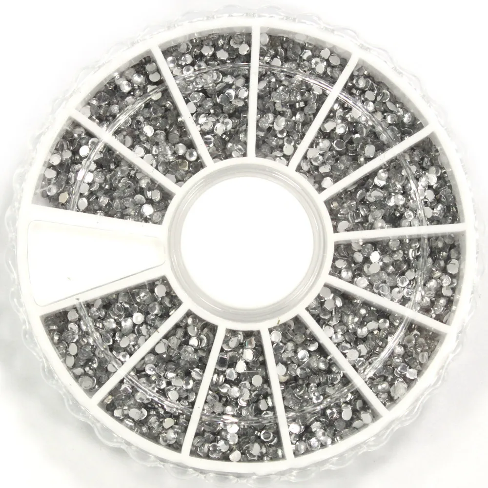 

2400 Pcs 1.5mm Clear Nail Art Glitter Round Rhinestones for Tips w/ Wheel