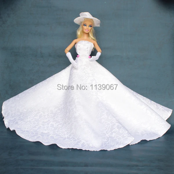 

New 2014 Gorgeous Big Evening Gown Dress Clothing Accessories Hat Glove For 1/6 Kurhn Barbie Doll Girls Gift