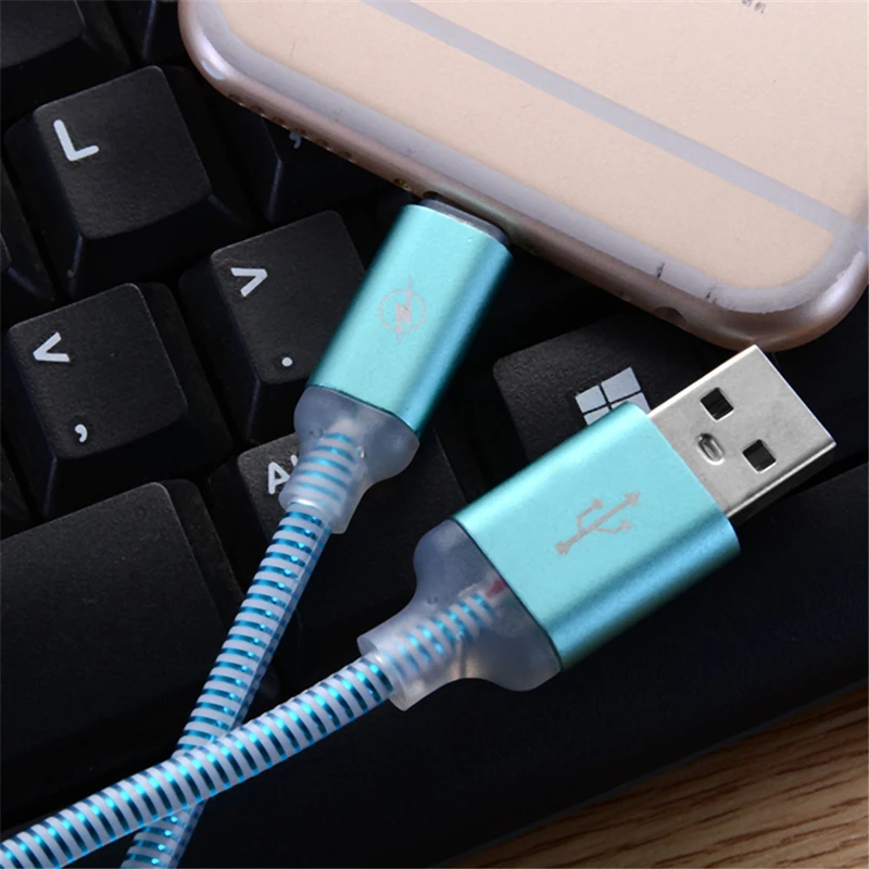 Светодиодный спиральный кабель Lumines для iPhone X XS max Android type-c Быстрая зарядка USB кабель для передачи данных Android Micro usb зарядка мобильного телефона