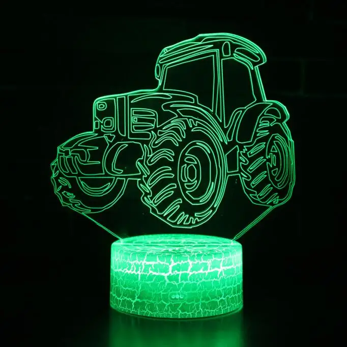 tractor Экскаватор красочные голограммы привело 3D визуальный ночник Творческий настольный USB свет Новинка Иллюзия лампы Дети подарок - Испускаемый цвет: tractor
