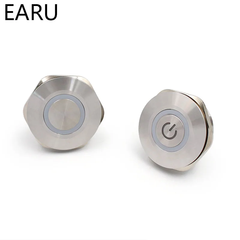 40mm Stainless Steel Metal Push Button Switch Flat Round Momentary Power Ring Mark 6 Pin Car Switches Reset Latching Fixation |