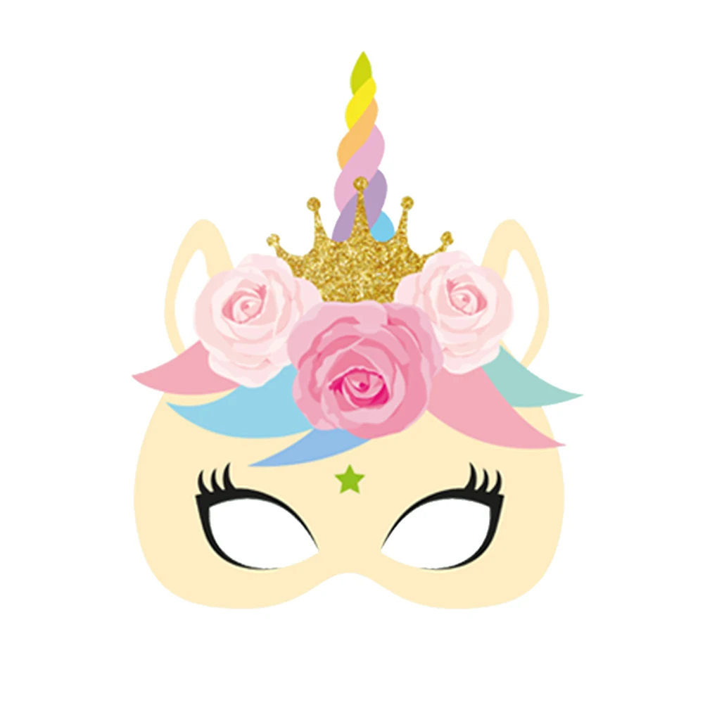 12 шт День рождения красочные единорог маски предметы для вечеринок украшения