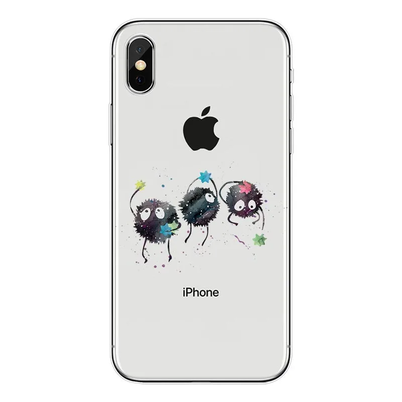 Cute Totoro Spirited Away Ghibli Miyazaki Anime Watercolor Art Hard PC Clear Phone Case For iPhone XS MAX7 7Plus 6 6S 6Plus 5 5S | Мобильные