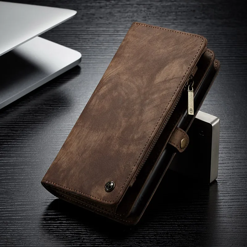 Brown Многофункциональный чехол-кошелек на молнии, сумка для samsung Galaxy A50 A40 A30 A20, роскошный кожаный чехол-книжка в стиле ретро, Магнитный чехол - Цвет: Brown