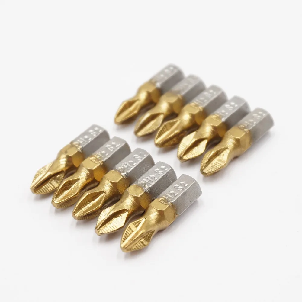 10 шт. Phillips PH2 насадки для отвертки Титан покрытием 1/4 ''шестигранный хвостовик с