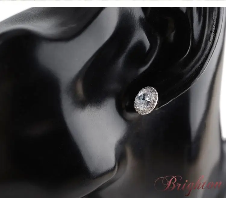Brand jewelry silver plated AAA zircon high quality crystal stud earrings for exquisite women bricons|stud crystal|earring designs womenstud diy |