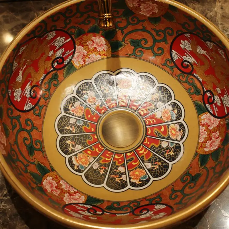 Керамическая раковина Jingdezhen для ванной комнаты из фарфора столешница античная