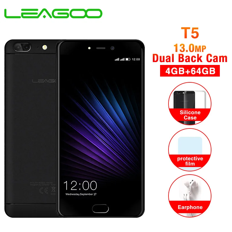 LEAGOO T5 5 дюймов FHD экран мобильного телефона Android 7 0 MTK6750T четыре ядра 4 Гб