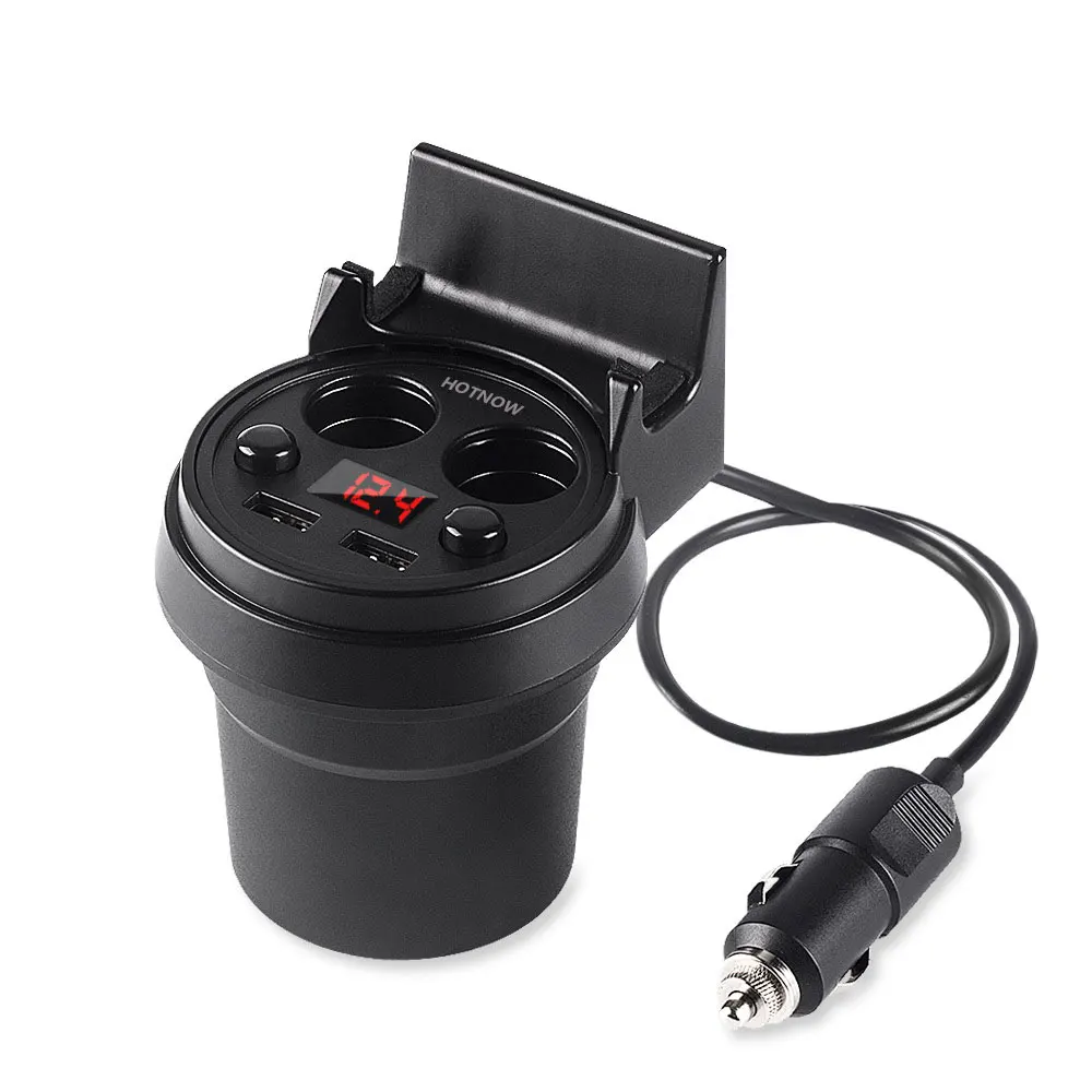 5V 3.1A устройство для автомобиля с двумя портами USB Зарядное устройство и прикуриватель адаптер с светодиодный дисплей Быстрая Зарядное устройство для iPhone для samsung Unviersal Портативный - Тип штекера: USB
