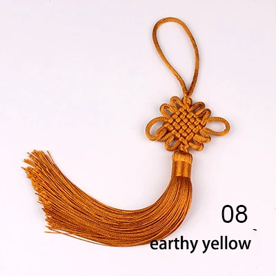 08 earthy yellow 2 шт./лот 12 см многоцветный китайский узел шелковая кисточка кисть бахрома телефон Сатиновые кисточки подвеска кисточки для рукоделия домашний декор - Цвет: 08 earthy yellow